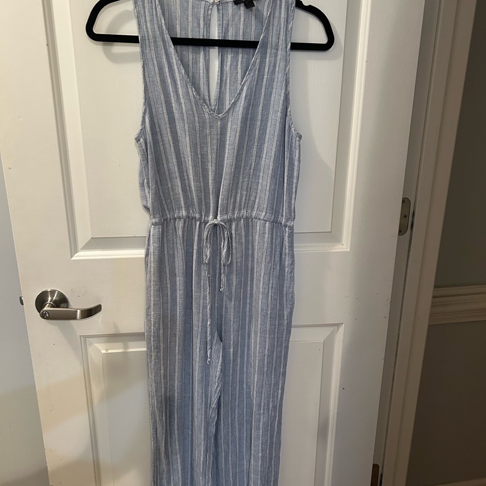 DREW Blue and White Striped Top